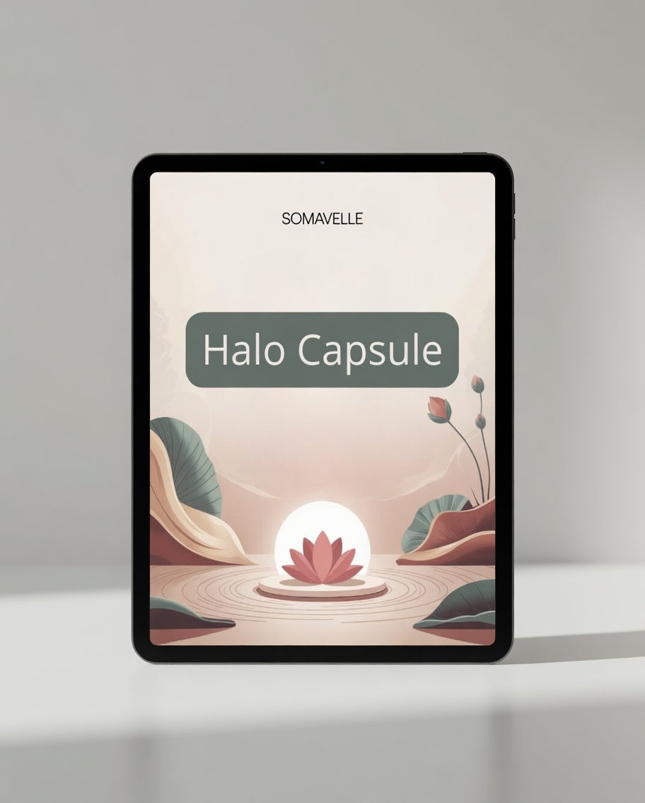 Tablet displaying the 'Halo Capsule' by SOMAVELLE on a light gray background