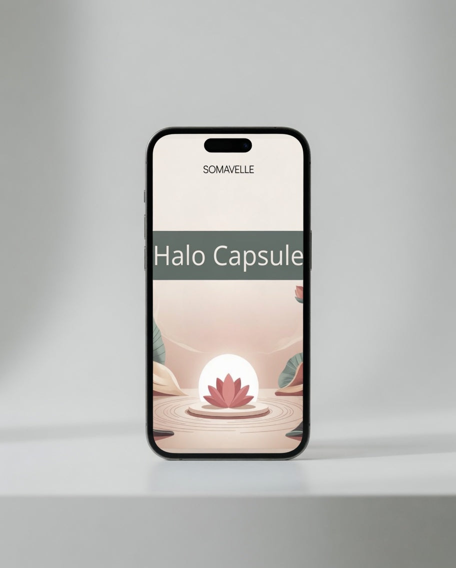 Phone displaying 'Halo Capsule' on a gray background